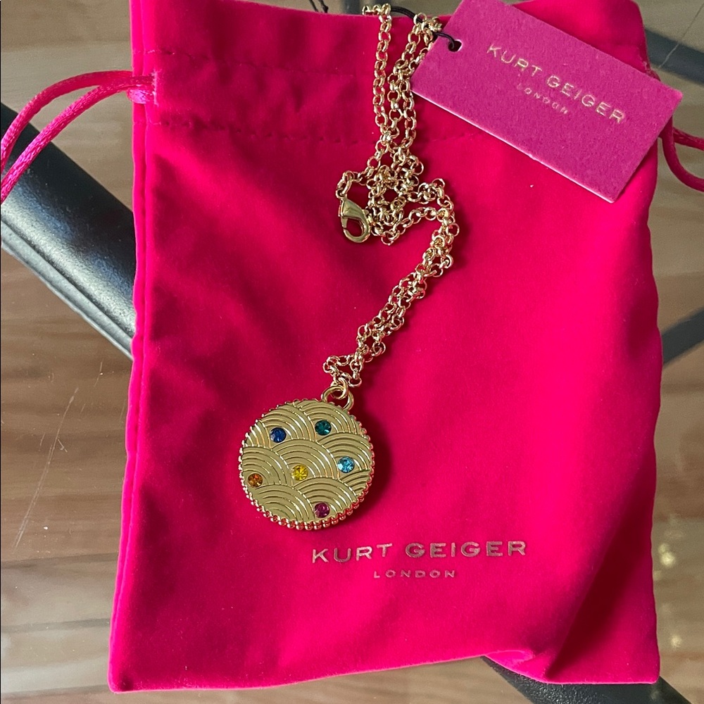 Kurt Geiger Gold Necklace with Multicolor Accents nwt